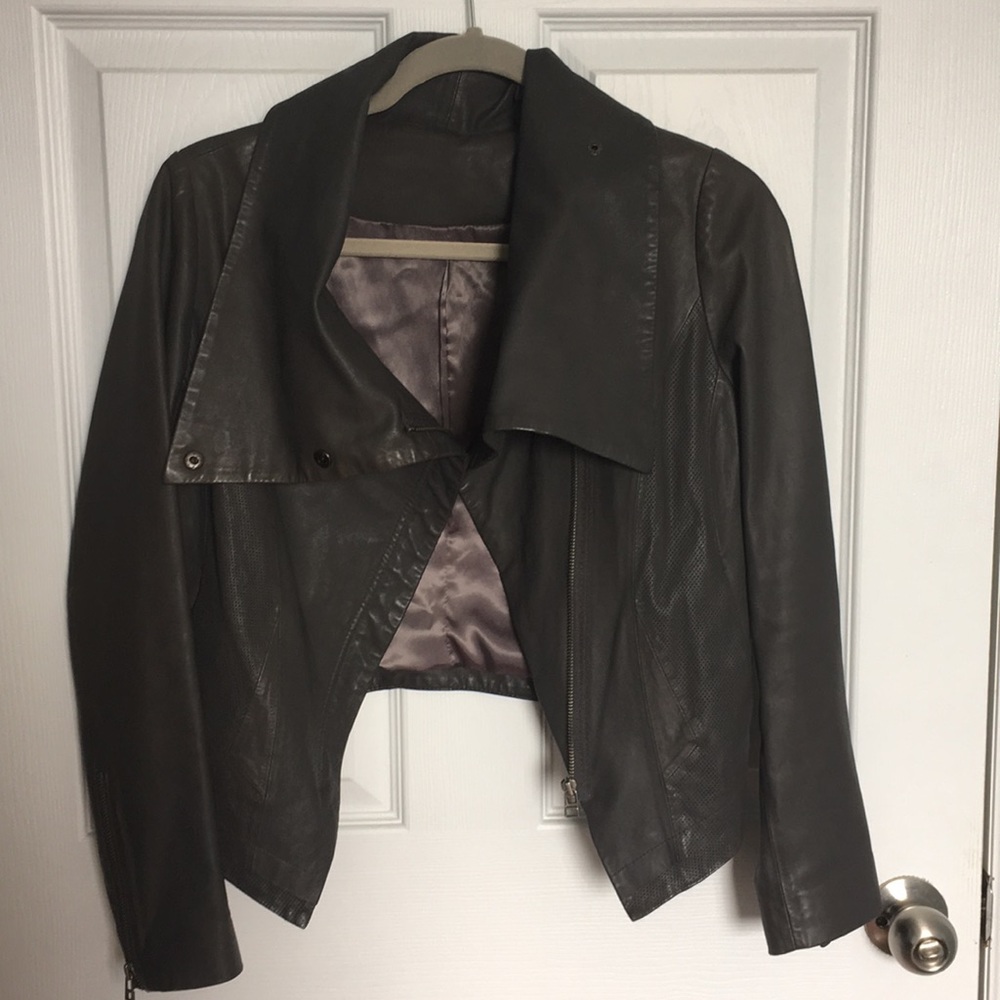 Leather jacket lamb skin soft gray S